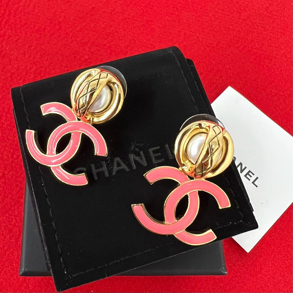 Chanel CC Logo Earrings Gold