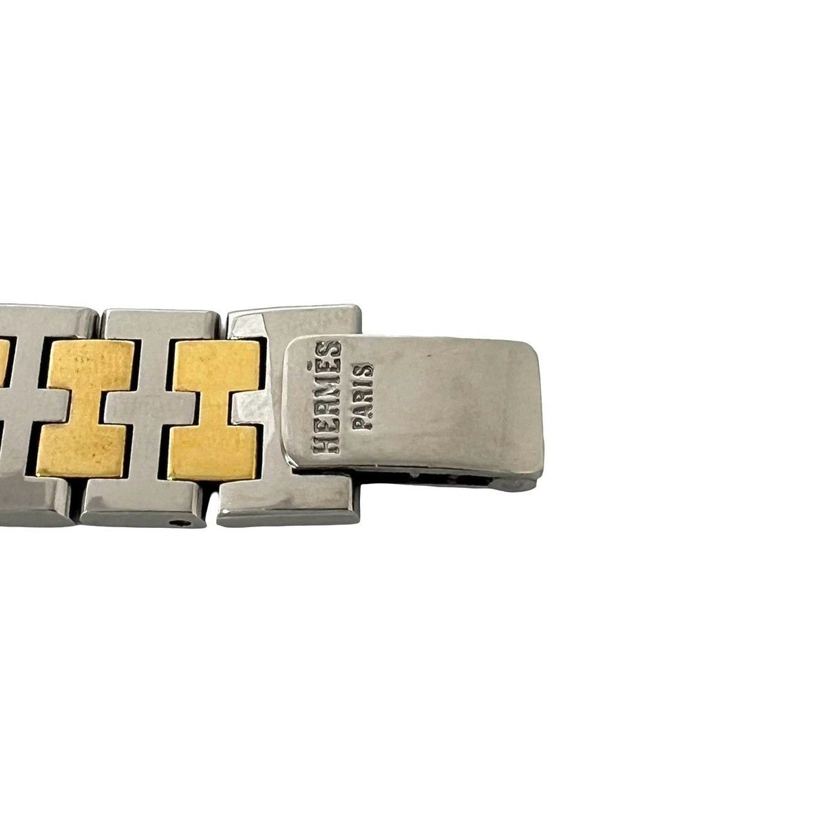 Hermes Carrick Stainless Steel Quartz Watch Wrist Silver Gold — view 3