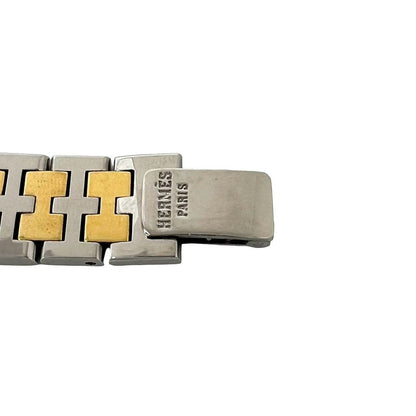 Hermes Carrick Stainless Steel Quartz Watch Wrist Silver Gold — view 3