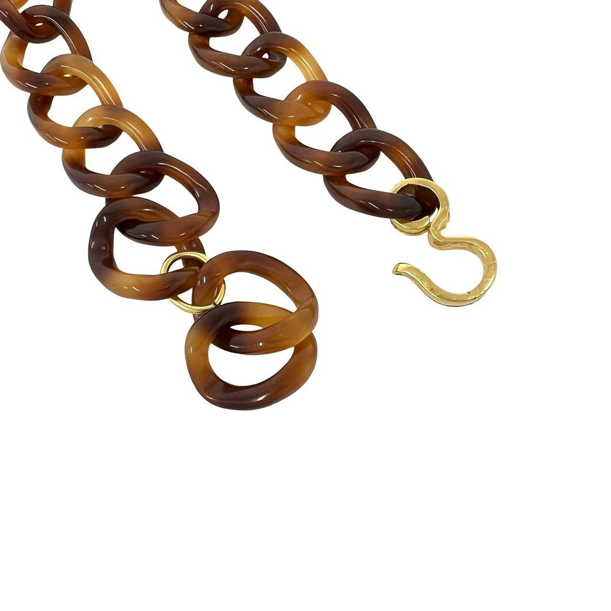 Chanel With Rice 95P CC Logo Tortoiseshell Chain Necklace Plastic Brown — view 5