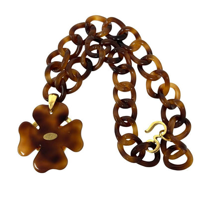 Chanel With Rice 95P CC Logo Tortoiseshell Chain Necklace Plastic Brown — view 6