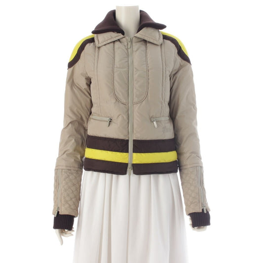 Gucci GG Contrast Cuff Multi Zip Down Jacket Style Ski Wear Thump Ring Greige
