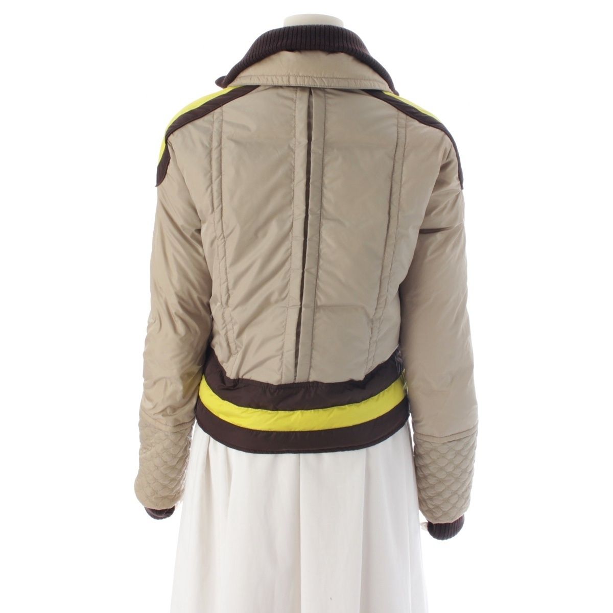 Gucci GG Contrast Cuff Multi Zip Down Jacket Style Ski Wear Thump Ring Greige — view 4