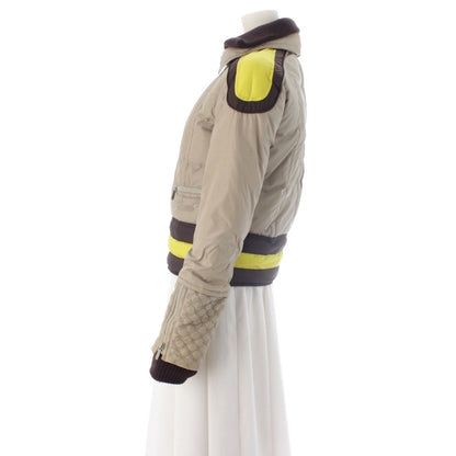 Gucci GG Contrast Cuff Multi Zip Down Jacket Style Ski Wear Thump Ring Greige — view 3