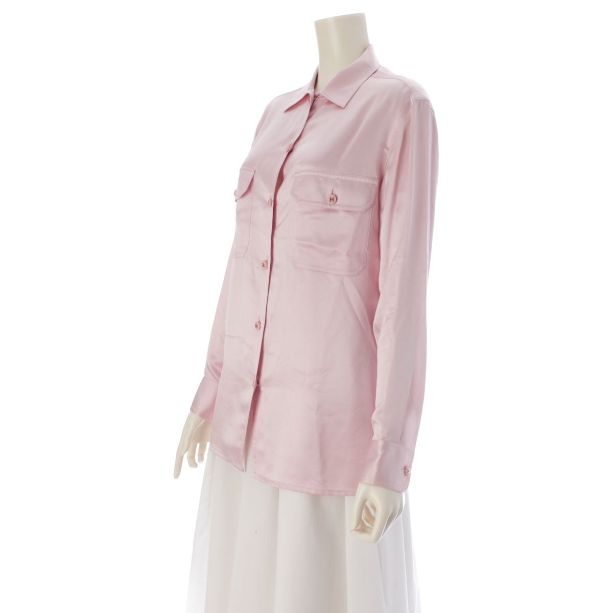 Chanel 90S Silk Coco Buttons Long Sleeve Blouse Pink — view 2
