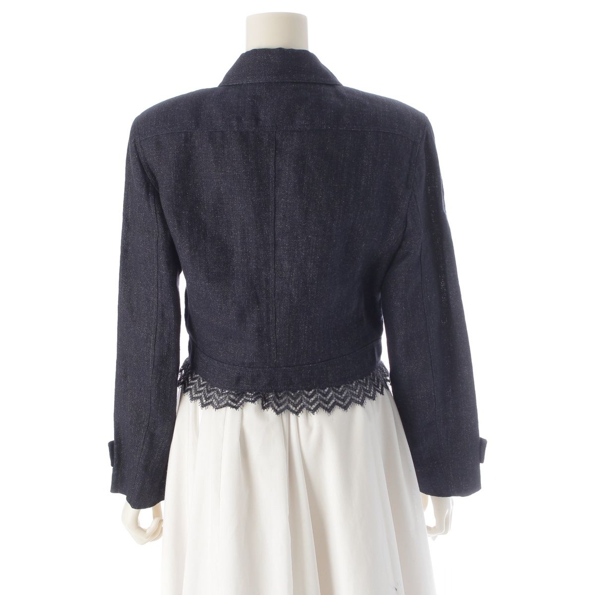 Chanel 01P Linen Lace Decoration Trucker Jacket Indigo 38 — view 4