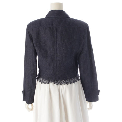 Chanel 01P Linen Lace Decoration Trucker Jacket Indigo 38 — view 4