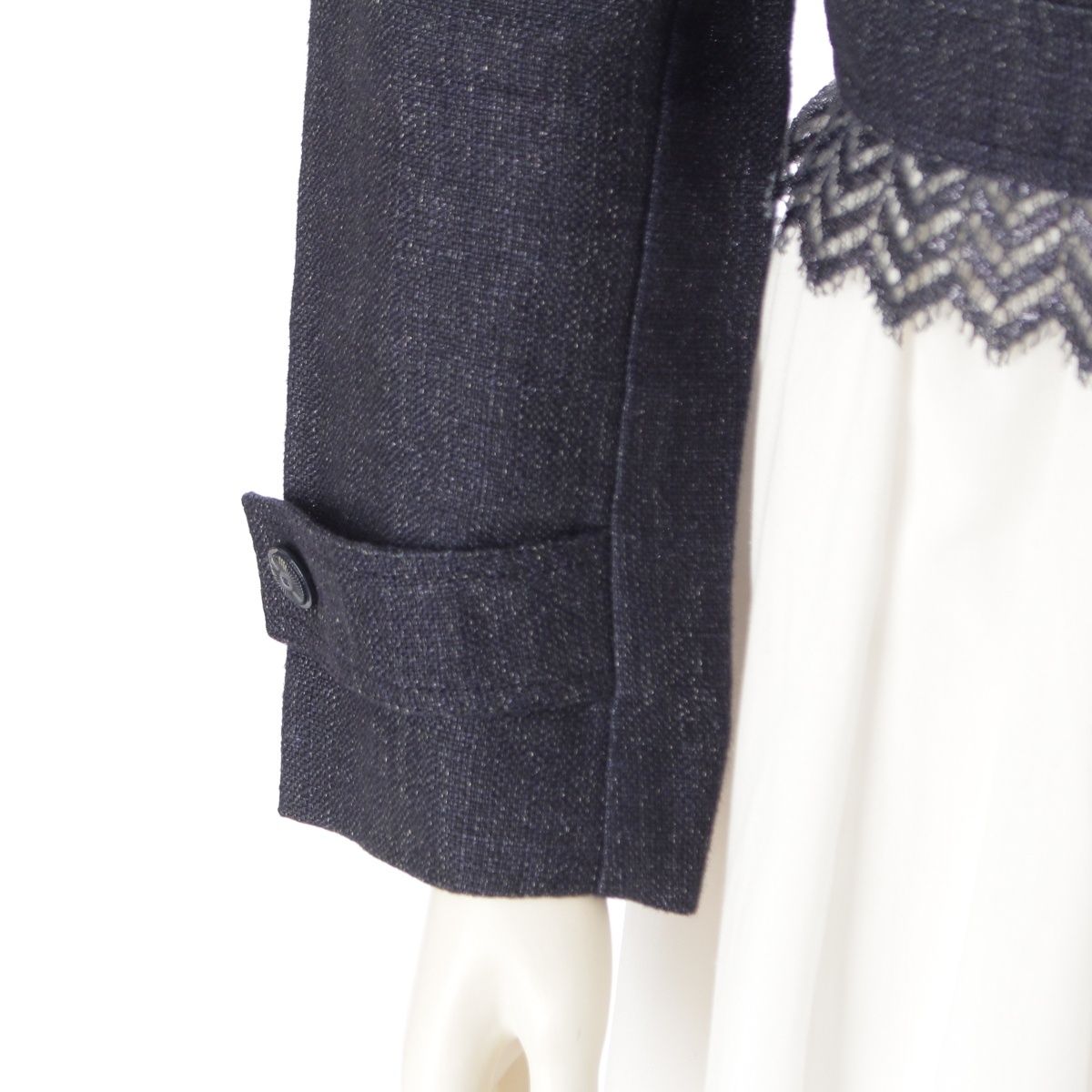 Chanel 01P Linen Lace Decoration Trucker Jacket Indigo 38 — view 6