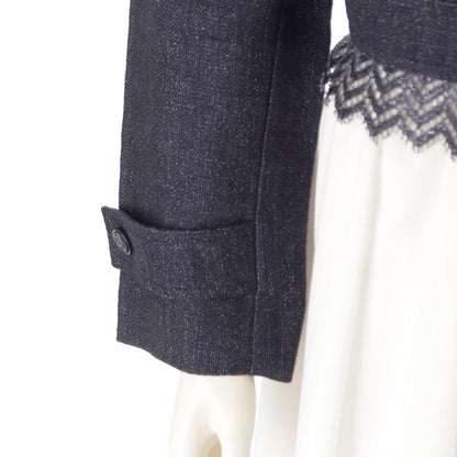 Chanel 01P Linen Lace Decoration Trucker Jacket Indigo 38 — view 6