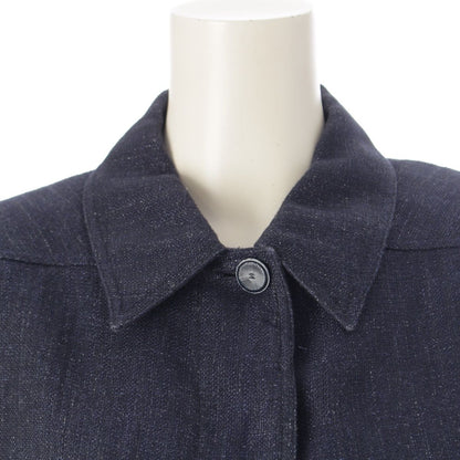 Chanel 01P Linen Lace Decoration Trucker Jacket Indigo 38 — view 5