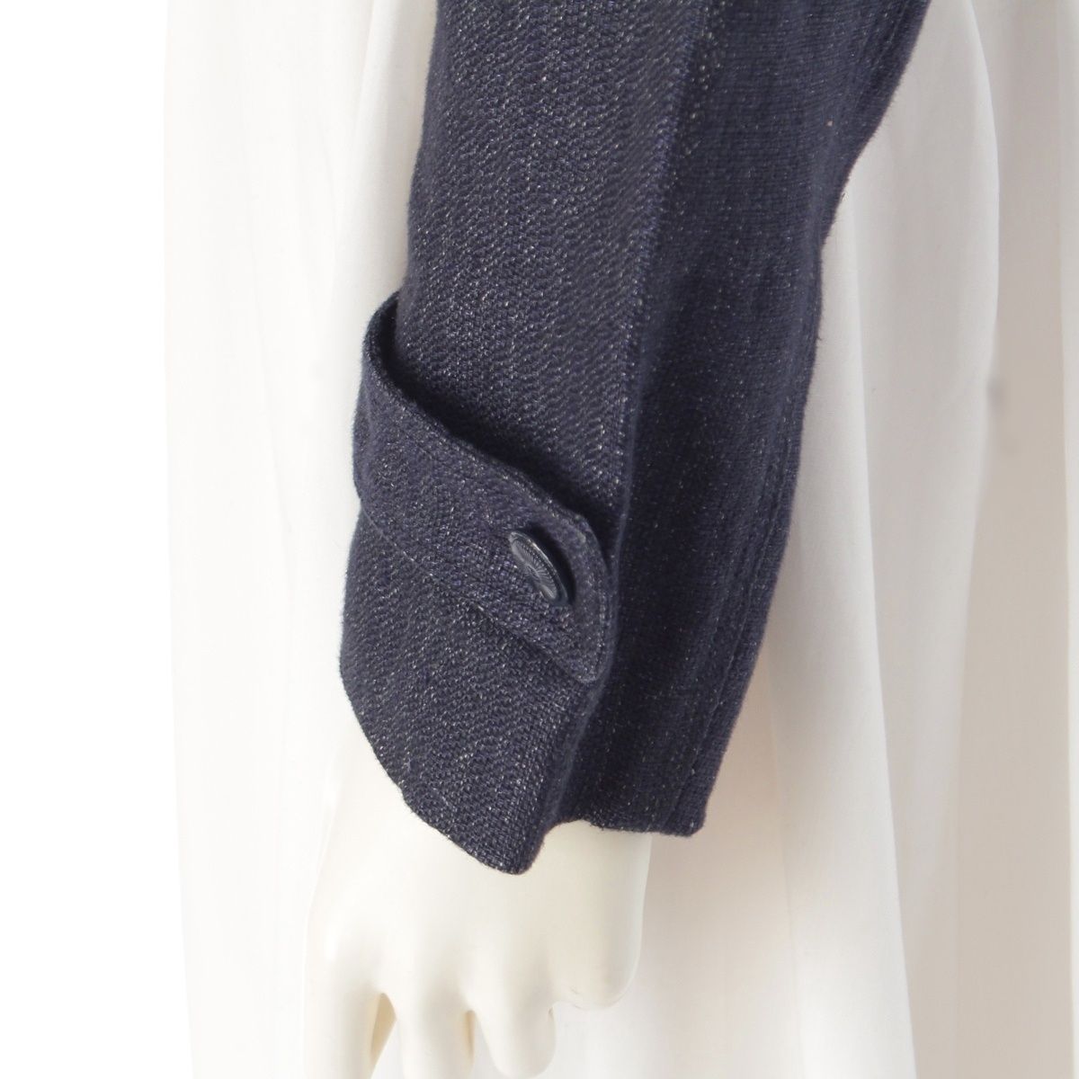 Chanel 01P Linen Lace Decoration Trucker Jacket Indigo 38 — view 7