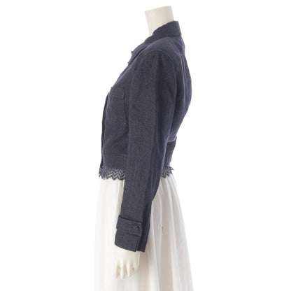 Chanel 01P Linen Lace Decoration Trucker Jacket Indigo 38 — view 3