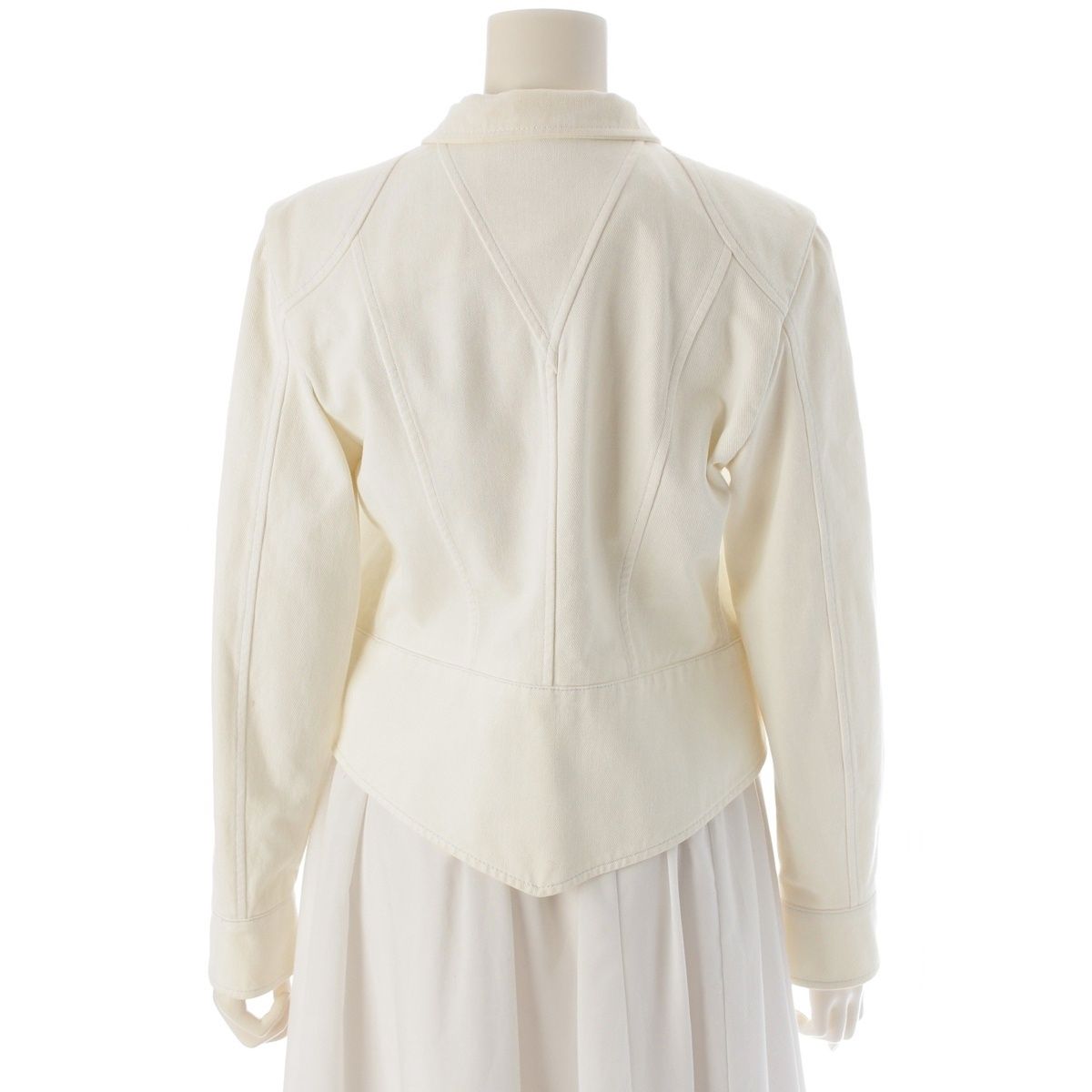 Chanel Cotton Logo Button Jacket White 40 — view 4