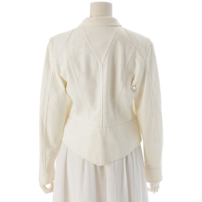 Chanel Cotton Logo Button Jacket White 40 — view 4