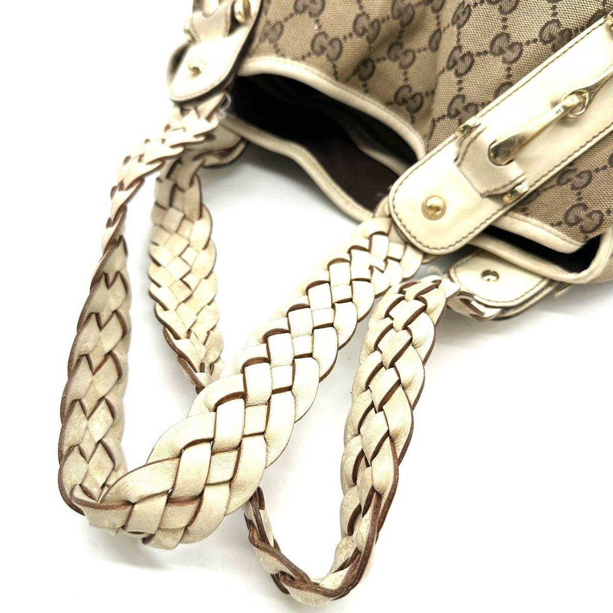 Gucci GG Canvas Tote Shoulder Bag Leather Beige — view 6