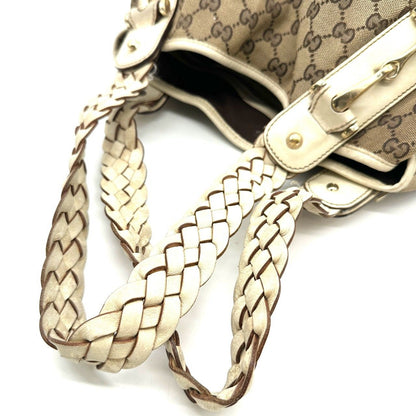 Gucci GG Canvas Tote Shoulder Bag Leather Beige — view 6