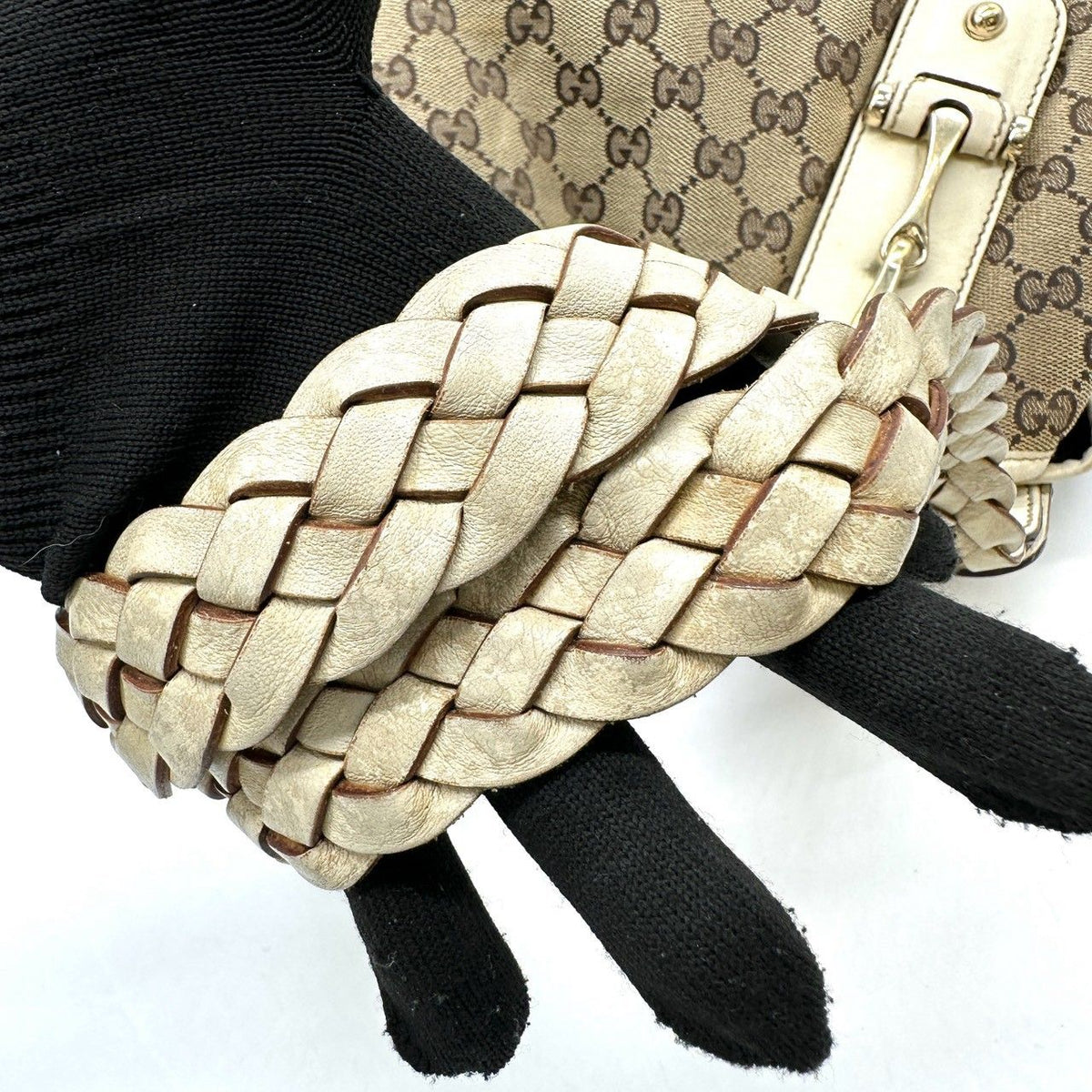 Gucci GG Canvas Tote Shoulder Bag Leather Beige — view 7