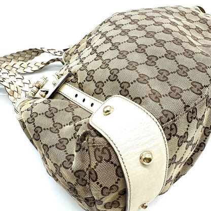 Gucci GG Canvas Tote Shoulder Bag Leather Beige — view 5