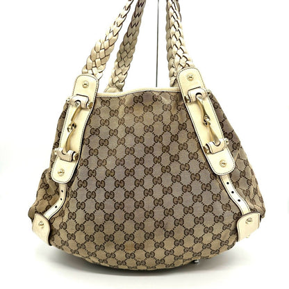 Gucci GG Canvas Tote Shoulder Bag Leather Beige — view 2