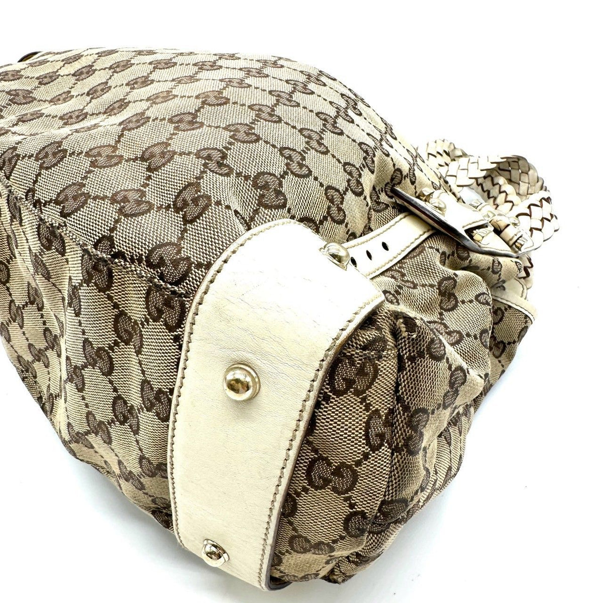 Gucci GG Canvas Tote Shoulder Bag Leather Beige — view 4