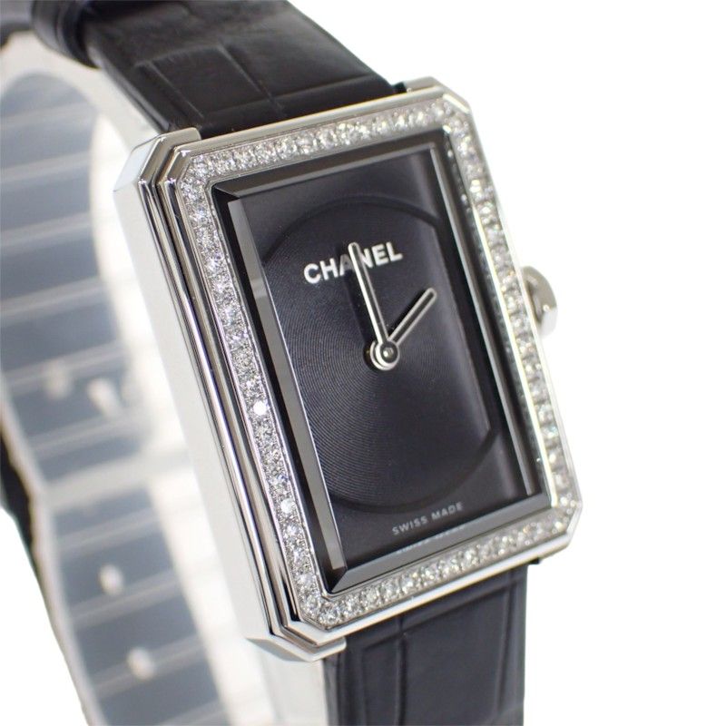Chanel Boyfriend Watch Diamond Stainless Steel Leather Quartz Black Dial — view 5
