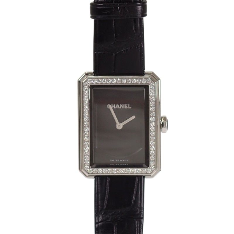 Chanel Boyfriend Watch Diamond Stainless Steel Leather Quartz Black Dial — view 2