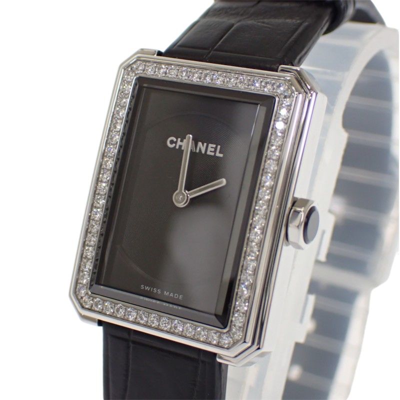 Chanel Boyfriend Watch Diamond Stainless Steel Leather Quartz Black Dial — view 4
