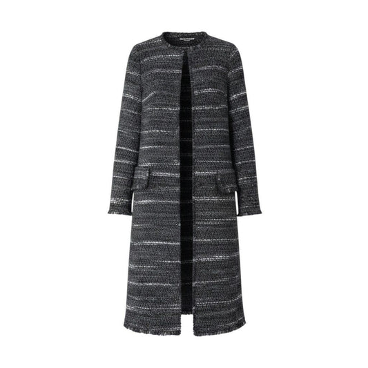 Dolce & Gabbana Collarless Tweed Coat Long Gray 38