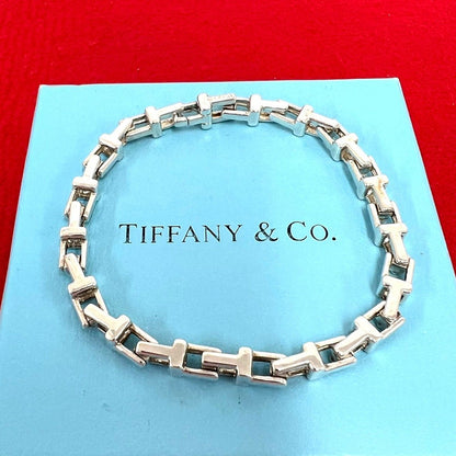 Tiffany & Co T Narrow Bracelet 925 Sterling Silver Chain Bangle