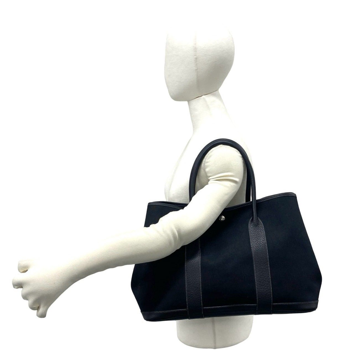 Hermes Garden Party PM Toile Officier Negonda Leather Tote Bag Black — view 2