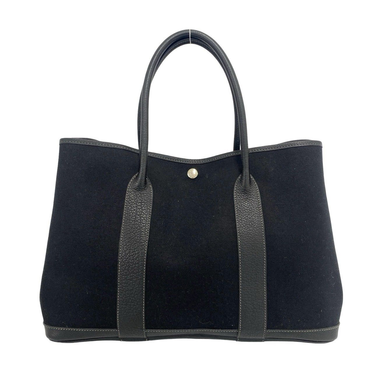 Hermes Garden Party PM Toile Officier Negonda Leather Tote Bag Black — view 3