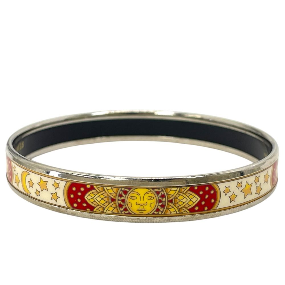 Hermes Bangle Enamel PM Cloisonne Sun Motif Silver Bracelet — view 4
