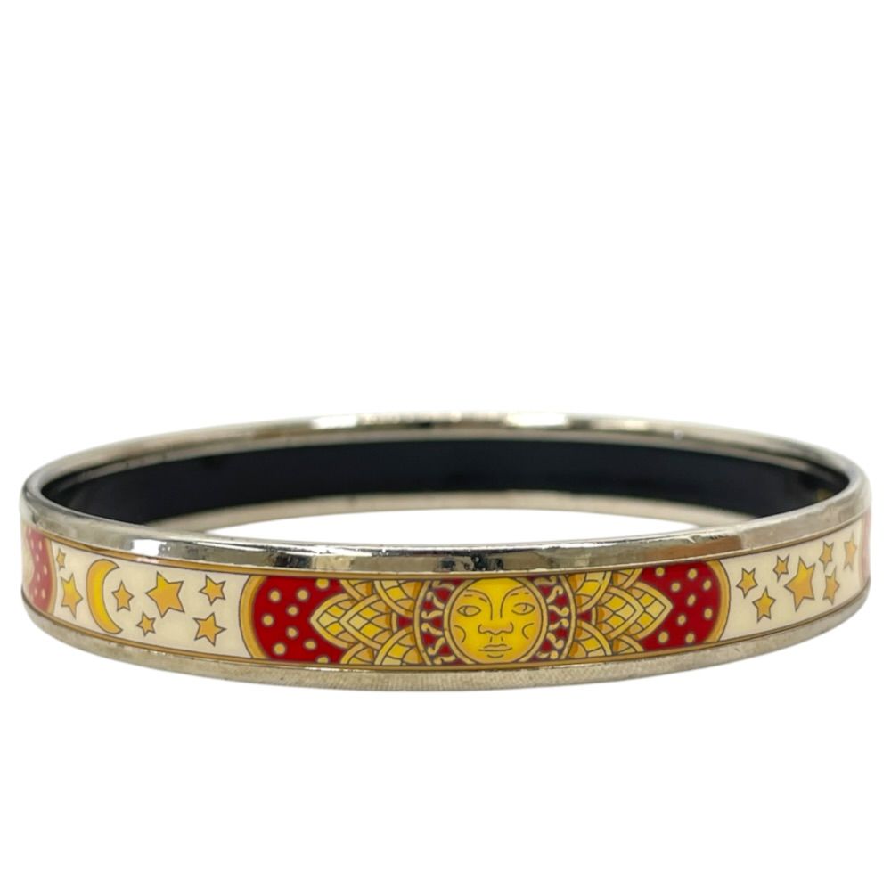 Hermes Bangle Enamel PM Cloisonne Sun Motif Silver Bracelet — view 2