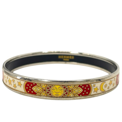 Hermes Bangle Enamel PM Cloisonne Sun Motif Silver Bracelet — view 3
