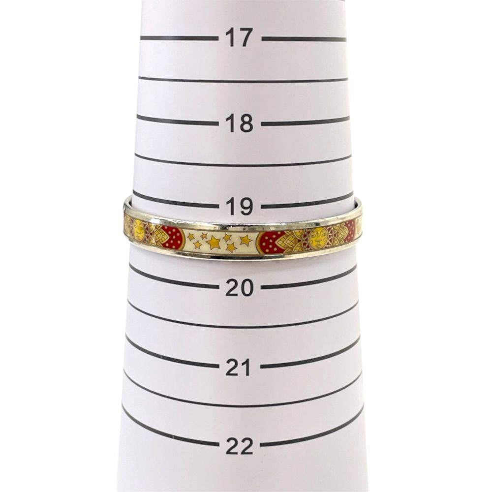Hermes Bangle Enamel PM Cloisonne Sun Motif Silver Bracelet — view 8