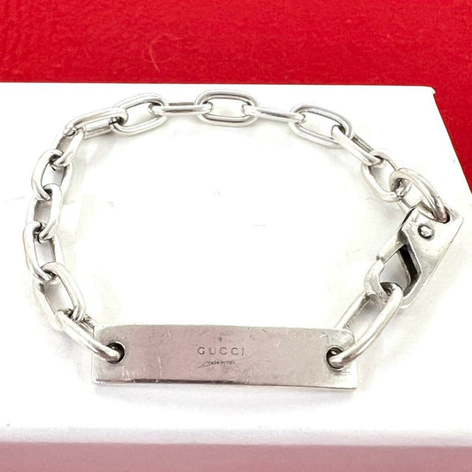 Gucci Vintage Logo Plate 925 Sterling Silver Chain Bracelet