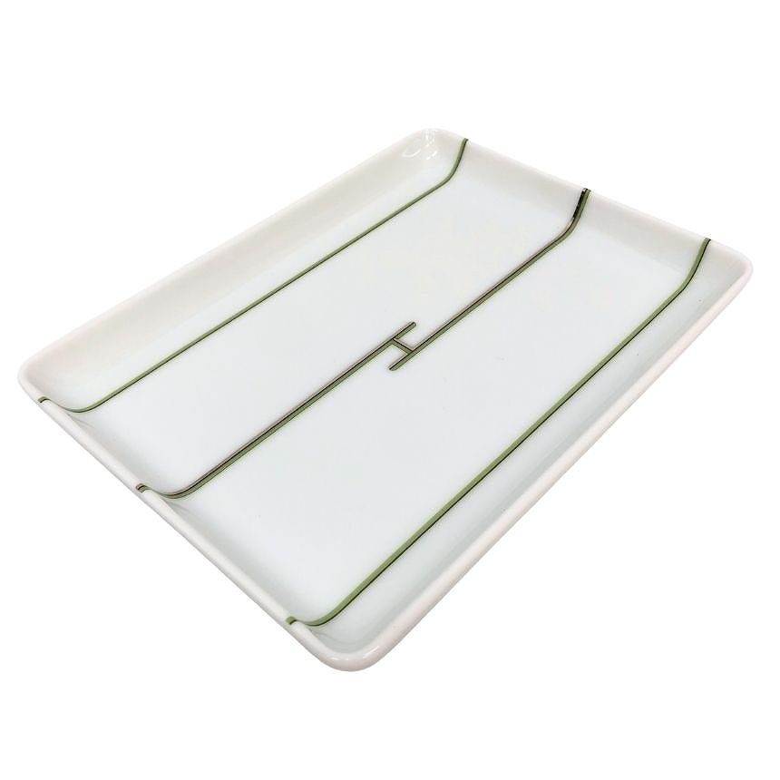 Hermes Rhythm Rythme Square Plate Green Single Tableware