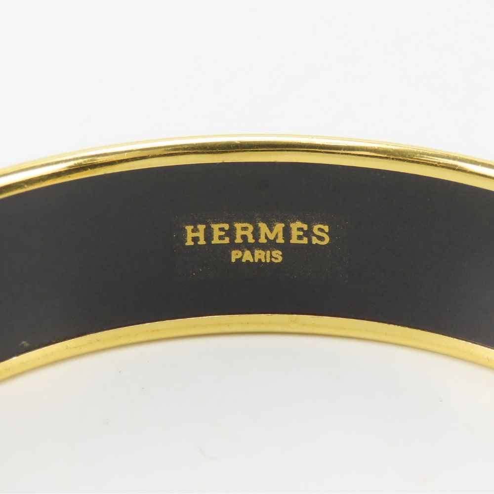 Hermes Bracelet Enamel GM Indian Motif Metal Green Blue Gold Bangle Plated — view 7