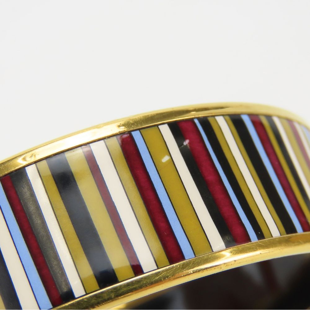 Hermes Bracelet Enamel GM Stripe Metal Multicolor Plated Bangle — view 4