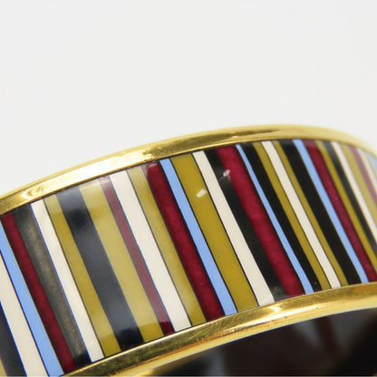 Hermes Bracelet Enamel GM Stripe Metal Multicolor Plated Bangle — view 4