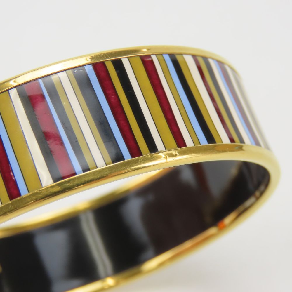 Hermes Bracelet Enamel GM Stripe Metal Multicolor Plated Bangle — view 5