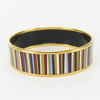 Hermes Bracelet Enamel GM Stripe Metal Multicolor Plated Bangle — view 3