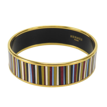 Hermes Bracelet Enamel GM Stripe Metal Multicolor Plated Bangle