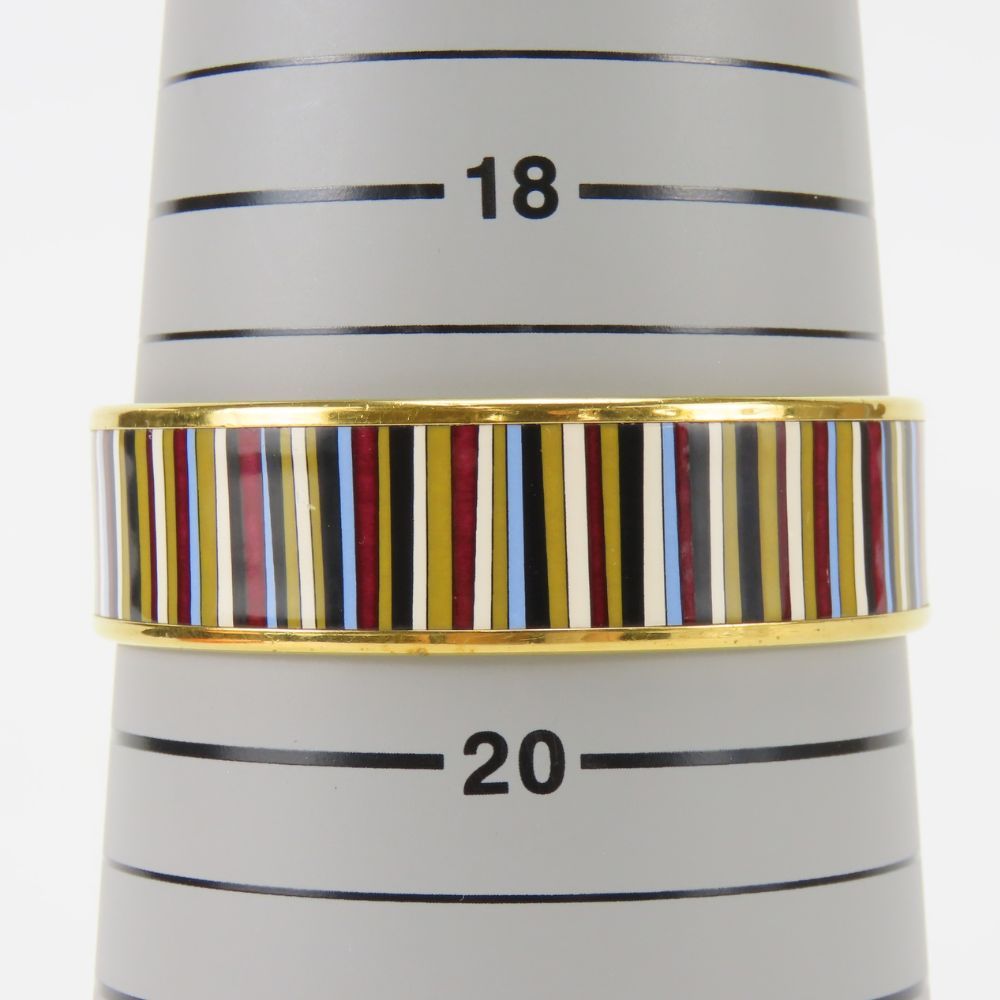 Hermes Bracelet Enamel GM Stripe Metal Multicolor Plated Bangle — view 8