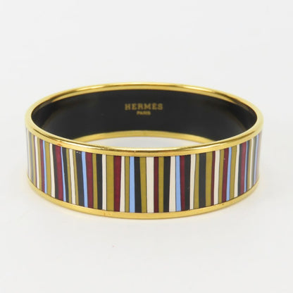 Hermes Bracelet Enamel GM Stripe Metal Multicolor Plated Bangle — view 2