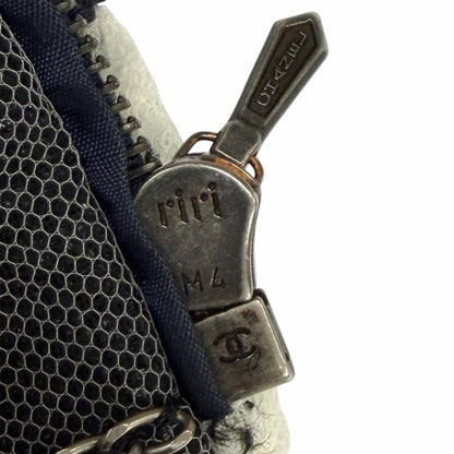 Chanel Mesh Glitter Tweed Zip UP Collarless Jacket Navy 36 — view 7