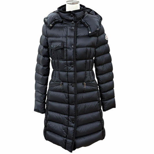 Moncler Hermine Hood Logo Patch Down Coat Black Garment Hanger Included 1