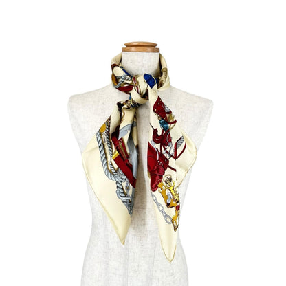 Hermes Musee Scarf Silk White Carre 90 — view 2