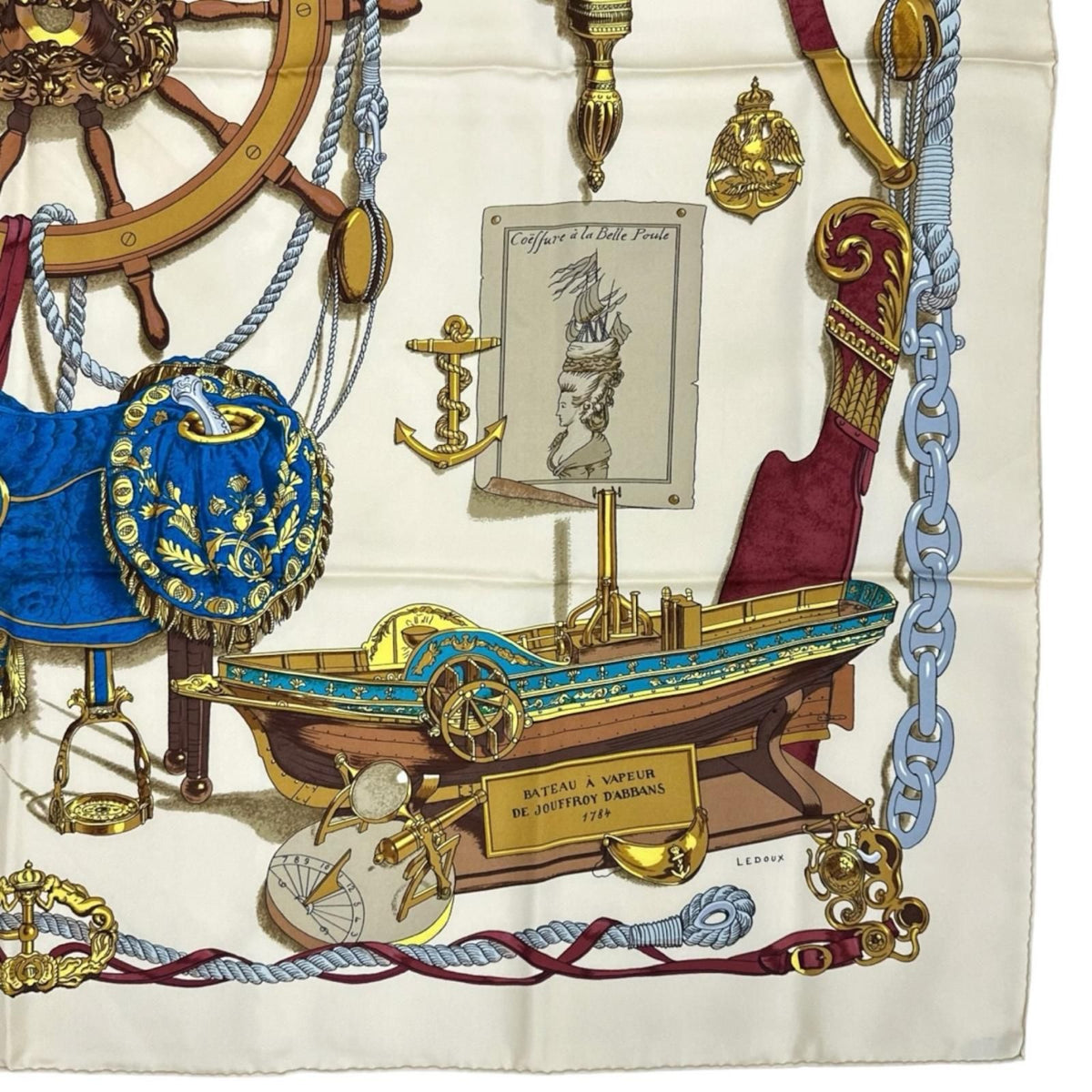 Hermes Musee Scarf Silk White Carre 90 — view 6