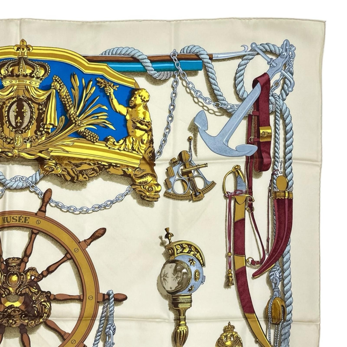 Hermes Musee Scarf Silk White Carre 90 — view 4